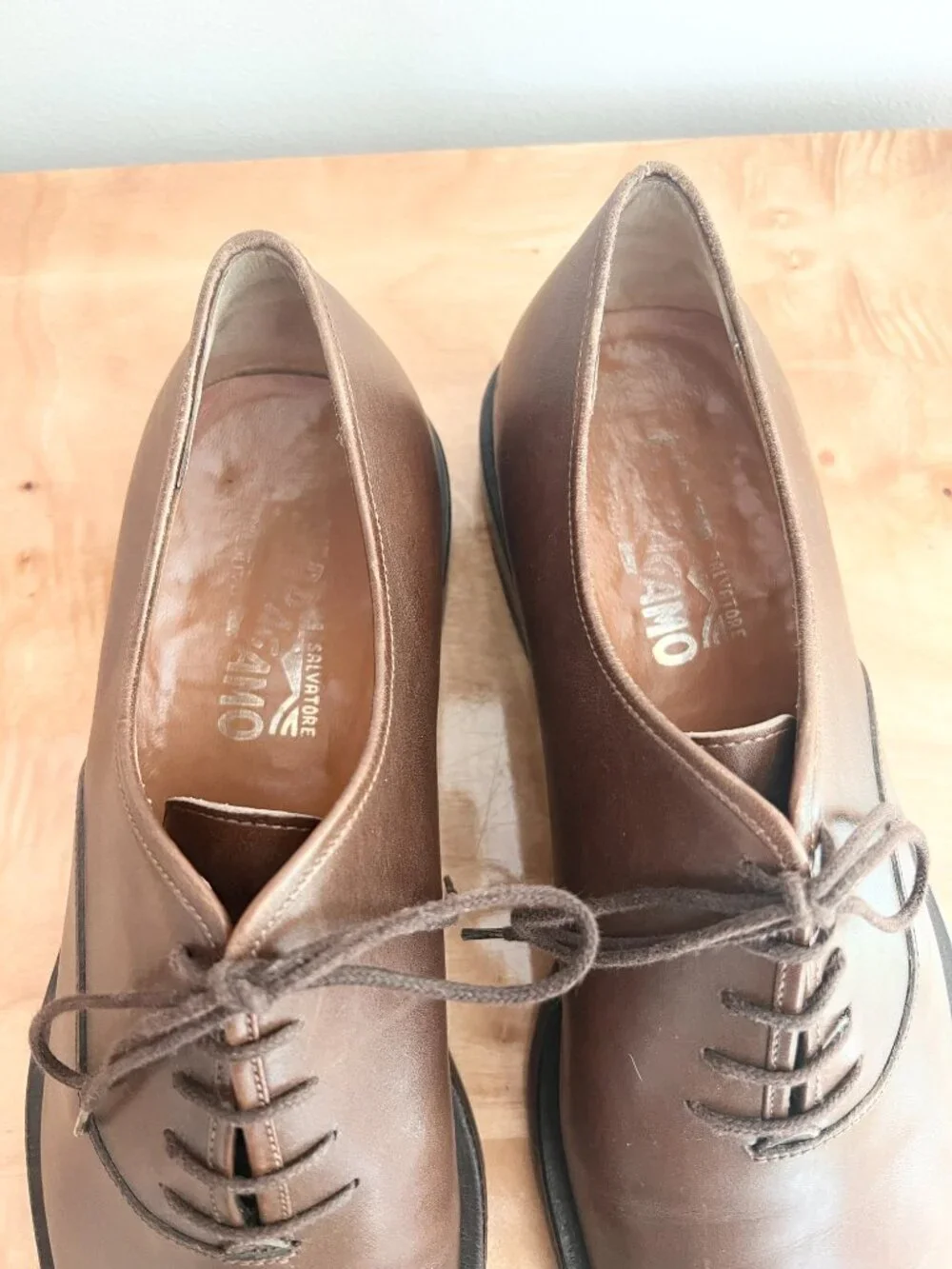 Vintage Salvatore Ferragamo XYLAN Leather Shoes 10 D US Made in Italy